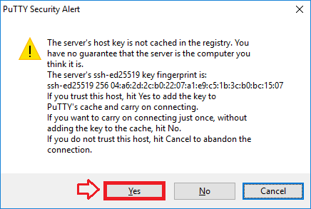 Putty alert connect SSH