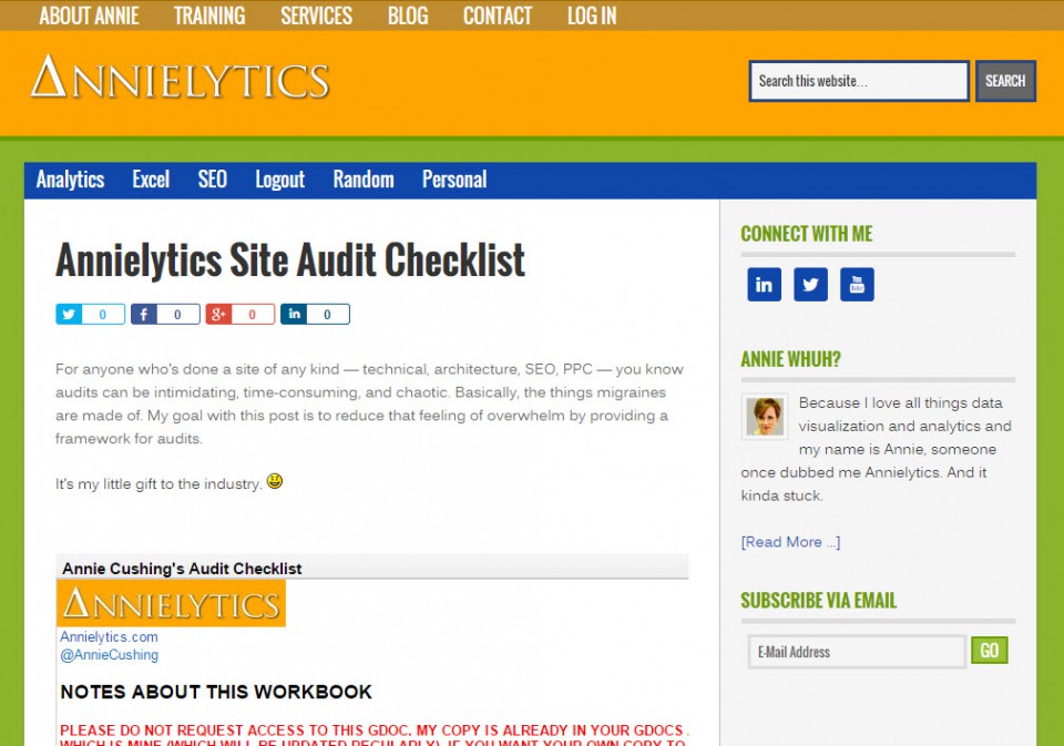 Annielytics Site Audit Checklist